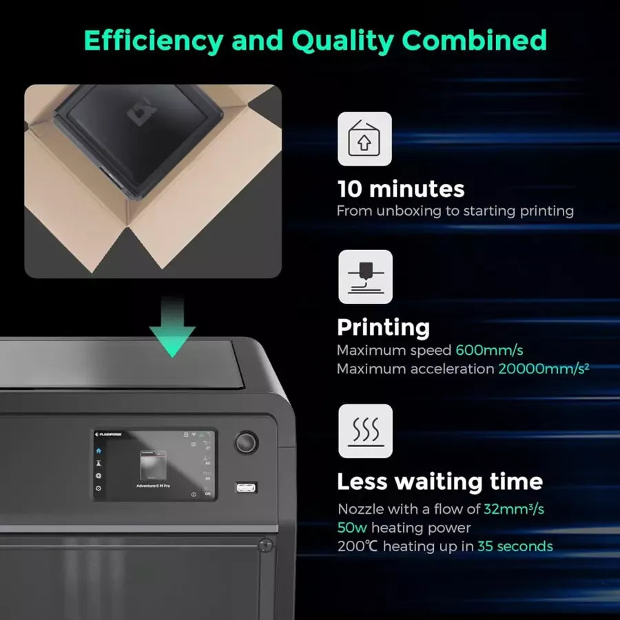 FlashForge Adventurer 5M Pro 3D Printer | Enclosed High-Speed CoreXY Desktop Printer